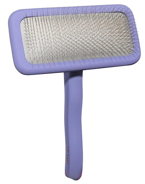 TAURO PRO LINE Slicker Brush Rectangular L - Premium Brush for Dogs and Cats with Soft, Flexible Cushion Design (Purple)