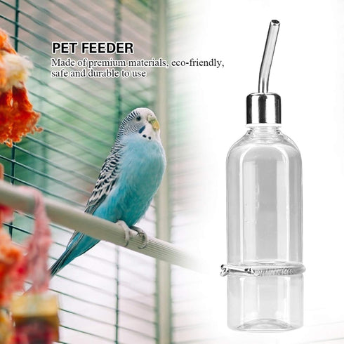 Pet Feeder Automatic Pet Water Dispenser, Practical Parrot Water Drinking Feeding Bottle with Stainless Steel Ball