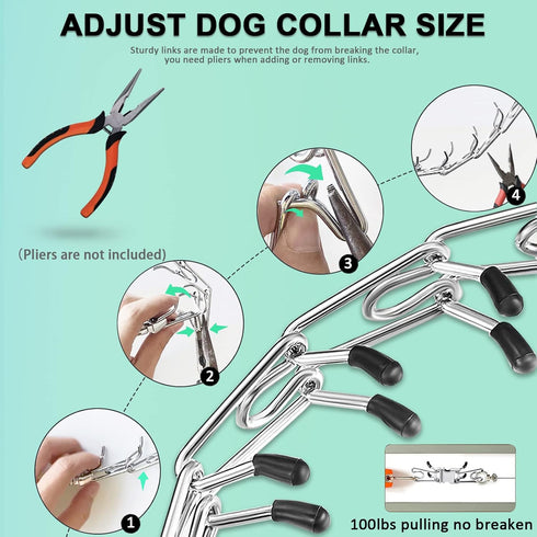 Prong Training Collar for Dogs, Adjustable Pinch Collar with Quick Release Buckle, No Pull Collar for All Breeds