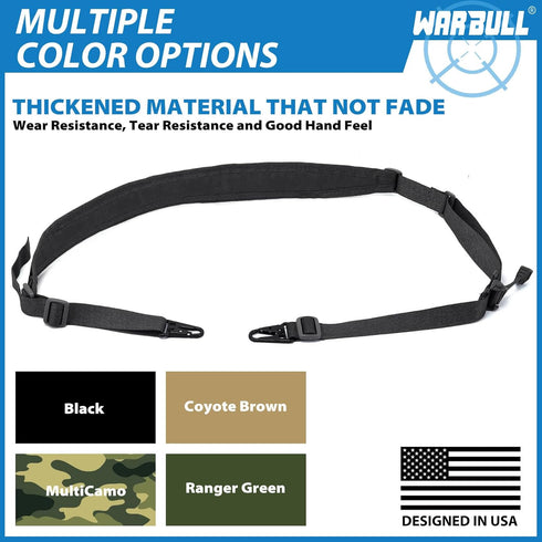 WarBull 2 Point Rifle Sling, QD Swivel Quick Adjust Gun Sling with HK Hook for Hunting