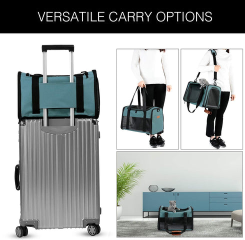 Portable Foldable Cat Carrier, Soft-Sided Pet Bag for Dogs & Cats up to 28 lbs, Airline Approved Travel Carrier