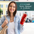 24oz Pack 4 Kitchen Lux Glass Water Bottles of Nylon Protective Sleeves, Airtight Screw Top Lids, Portable Carrying