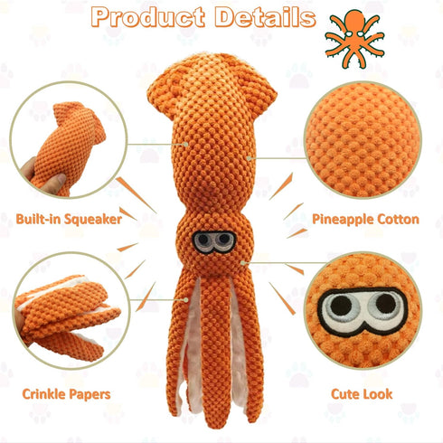 Durable Plush Dog Toys for Large Dogs - Stuffed Animal Chew Toys for Small Medium Large Breeds (Orange)