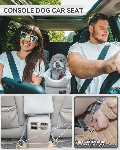 8 Lbs PETSFIT Dog Car Seats for Small Dogs with Safe Protection Hooks, Small Dog Car Seat with Upgraded Safety Tethers