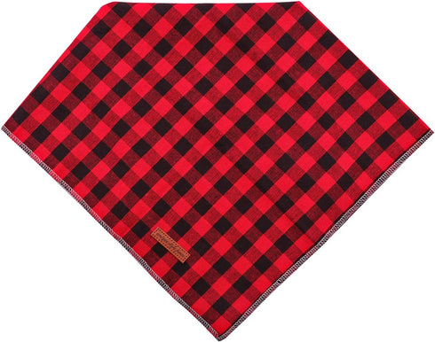 Unique Style Paws Dog Christmas Bandanas - 1PC Washable Cotton Triangle Black&Red Plaid Scarfs