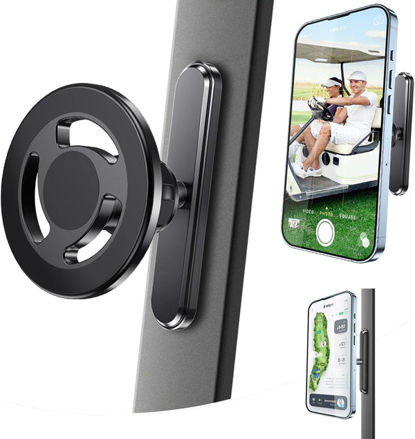Bainianhhg Magnetic Golf Cart Phone Holder, Alloy Phone Mount, Compatible with MagSafe iPhones