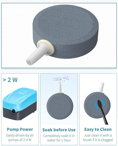 Pawfly Aquarium Air Stone Disc Bubbler, 1.5 inch Oxygen Diffuser Airstone for Nano Air Pumps, Fish Tanks, Buckets,