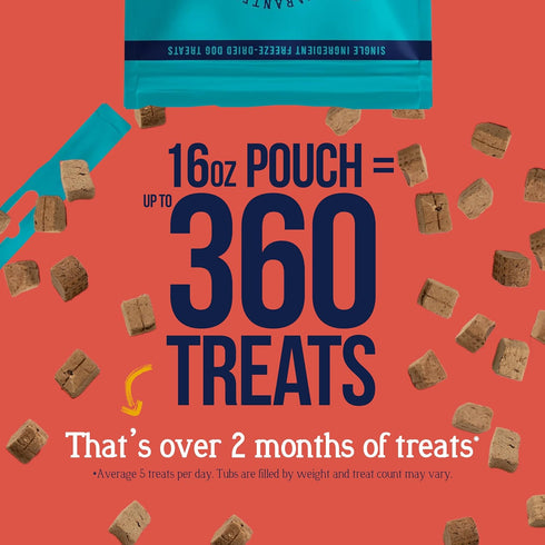100% 16 oz ~360 50% Stewart Beef Liver Dog Treats, Pouch, Pieces, Freeze Dried Raw, Single Ingredient, Protein Training