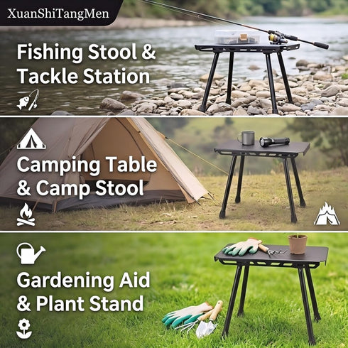Outdoor Portable Camping Chair and Table Dual-Use, Liftable Stool for Fishing, Camping, Hiking, Lightweight Folding
