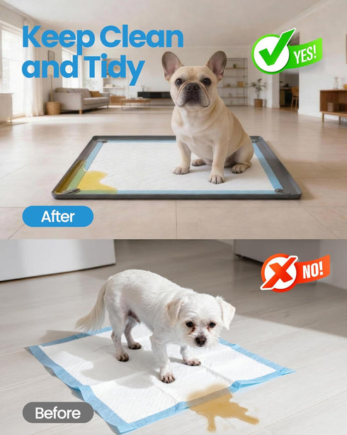 24" 24" 4 Pee Pad Holder for Dogs - x Non-Slip Silicone Puppy Potty Training Tray with Magnetic Clips & Leak-Proof