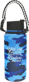 Pavilion Badass 32 oz. Stainless Steel Water Bottle, Reusable Leak Proof BPA-Free Flask, Camouflage Bottle, Blue