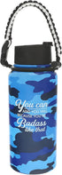 Pavilion Badass 32 oz. Stainless Steel Water Bottle, Reusable Leak Proof BPA-Free Flask, Camouflage Bottle, Blue