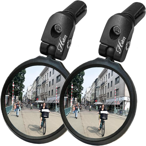 Hafny HD Bar End Bike Mirror - Blast-Resistant Glass Mirror, HF-MR090, HF-M951S-FR03, 2PCS (Silver Glass, 62mm)