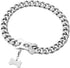 Heavy Duty Stainless Steel Cuban Silver Link Dog Collar for Small Medium Large Dogs, Personalized Dog Tag, CZ Luxury