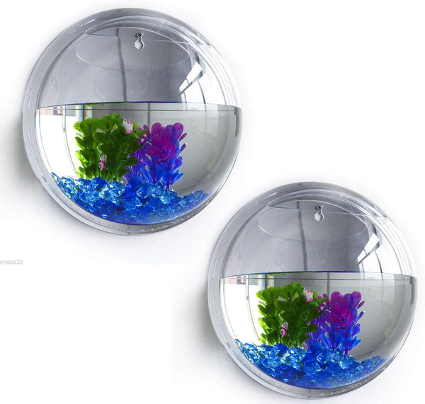MeiBoAll Wall Fish Bowl, 230ML Clear Acrylic Betta Fish Tank Wall-Mounted Decoration Planter (2 pcs)