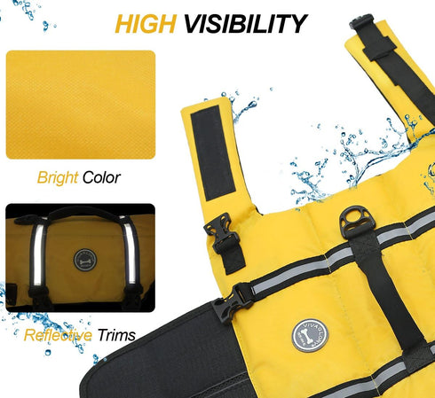VIVAGLORY Rip Stop Dog Life Vest, Swimming Jacket with Handle, Buoyancy for Puppy, Dog Life Jacket for Swimming &