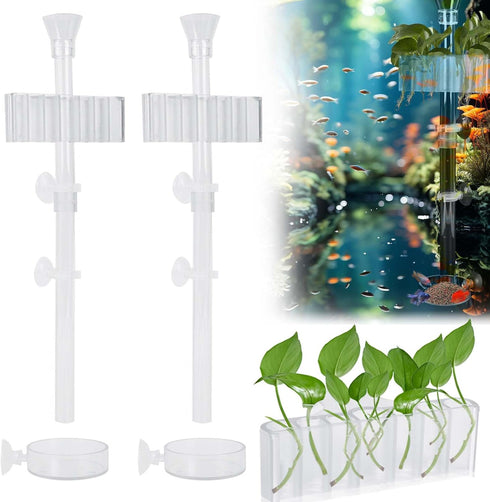Fish Feeding Tube Aquarium Plant Holder Kit, Removable Length Shrimp Feeding Dish for Fish Tank