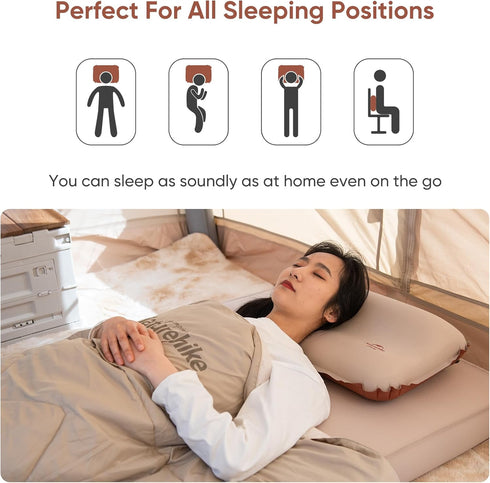 Naturehike Camping Pillow, Self-Inflating Ergonomic Travel Pillows for Camping, Hiking, Backpacking, High-Resilience