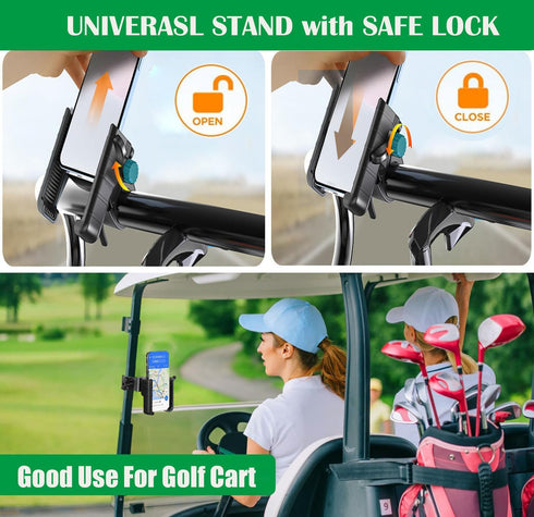 Universal Golf Cart Phone Mount Holder for Big Phones & Thick Cases, Compatible with iPhone/Galaxy/Google Pixel