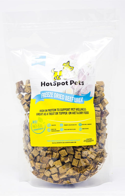 1LB 300+ hotspot pets Freeze Dried Beef Liver Treats for Cats & Dogs - Big Bag Pcs - Made in USA, Single Ingredient