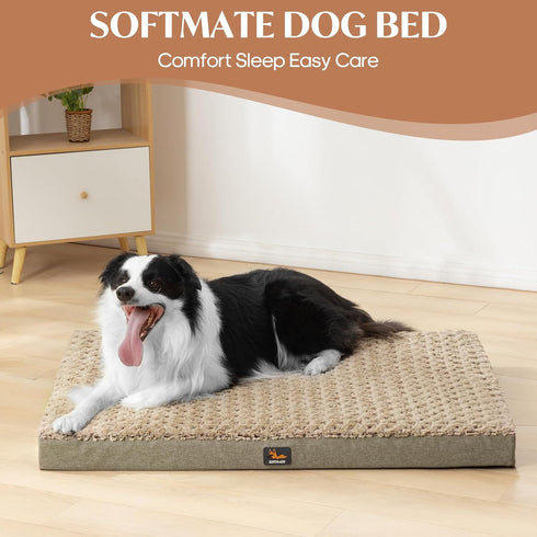 XXL Orthopedic Dog Bed for Dogs up to 110 lbs, Waterproof Cover, Fluffy Crate Bed with Removable Cover