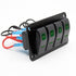 FXC Rocker Switch Aluminum Panel - 4 Gang Toggle Switches Dash 5 Pin ON/Off 2 LED Backlit for Boat Car Marine Green