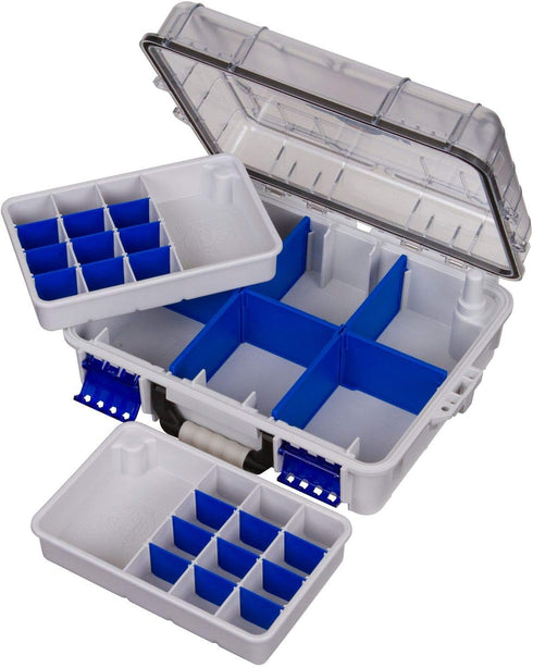 Flambeau Outdoors 3000WPNC Waterproof Satchel 3000, Portable Tackle Box with Trays, Gray/Clear