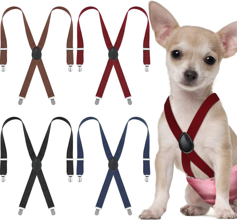 Sanwuta 4 Pieces Dog Diaper Suspenders Male Female Adjustable Pet Diaper Keeper