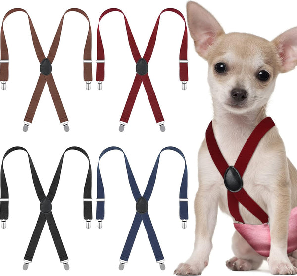 Sanwuta 4 Pieces Dog Diaper Suspenders Male Female Adjustable Pet Diaper Keeper