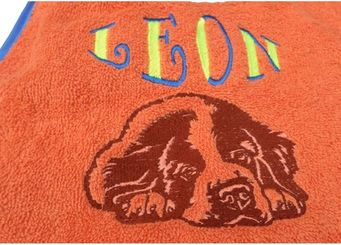 Custom Made Bib Embroidered with Dog's Name and St Bernard Dog Face - Fully Adjustable and Comfortable Washable Pet