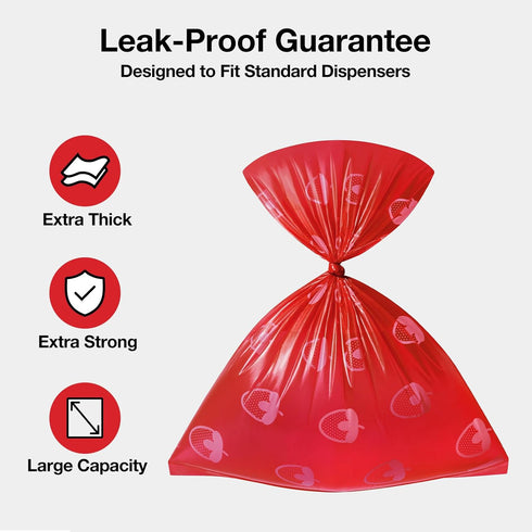 36 540 VETRESKA Strawberry Scented Dog Poop Bags, Leak Proof, Extra Thick and Large Pet Waste Bags for Dogs Walking