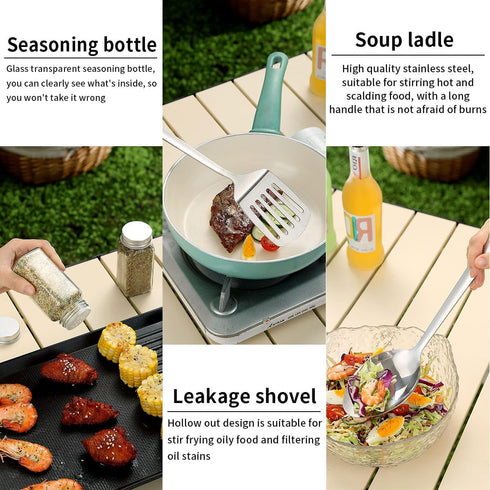 Set HOMQUEN Camping Essentials Camping Gear Must HavesCooking Utensils Rv Camping AccessoriesCamper Gadgets for Outdoor