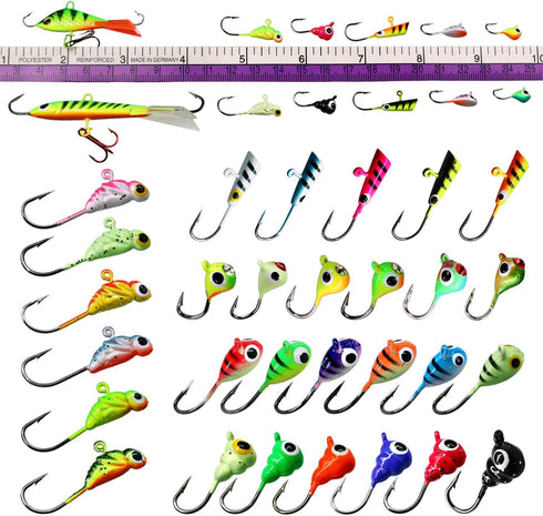 THKFISH Ice Fishing Jigs Kit - Ice Fishing Lures for Walleye, Perch, Panfish, Crappie, 50PCS/31PCS
