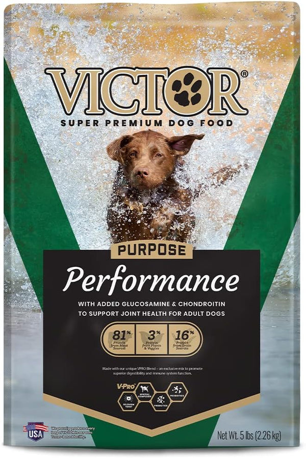 Victor Super Premium Performance Dry Dog Food - 5lbs - 26% Protein for Active Adult Dogs with Glucosamine and