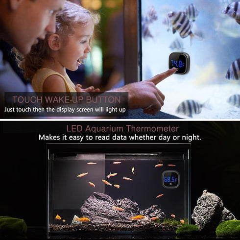 LOFICOPER LED Digital Aquarium Thermometer, Stick-on Fish Tank Thermometer with Built-in Battery, for Fish, Axolotl