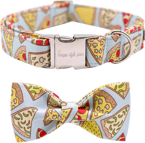 Unique Style Paws Dog Collar with Bow, Adjustable Bowtie Collar for Small Medium Large Dogs and Cats