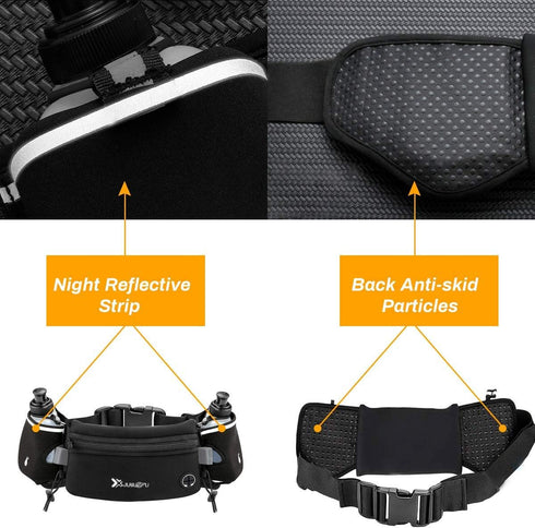Number-one Running Belt with Water Bottles, 2 x 175ML, Hydration Belt Waterproof Waist Pack for Marathon Running