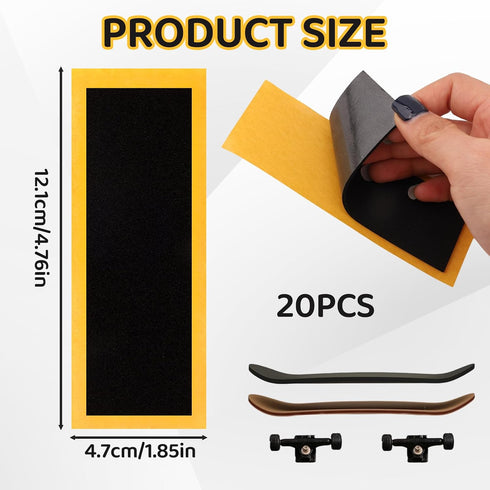 Foyods 20 PRO-Fingerboard Grip Tape - PCS Wooden Mini Skateboard Adhesive Stickers, Foam Grip Strips for Fingerboard