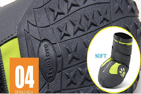 TRUE LOVE Dog Shoes Waterproof Anti-Slip Rain Boots with Reflective TLS3961, Black, Size 6