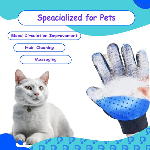 Dog Bath Gloves - Silicone Hair Removal Mittens for Dogs and Cats, Flexible Comfortable Adjustable Strap for All Hair