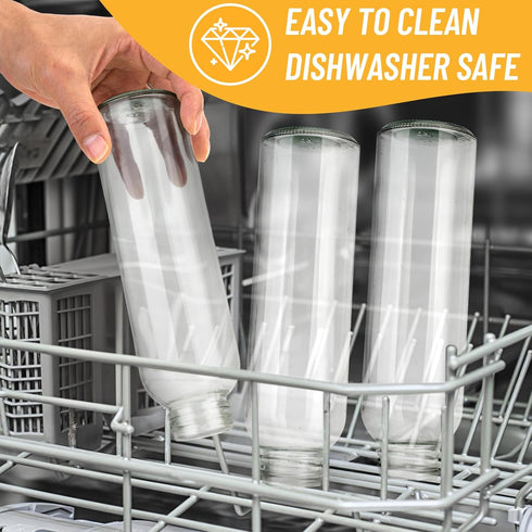 18oz Set 6, Sursip Glass Water Bottle of Clear glass juice bottle for juicingReusable Drinking Bottles with Stainless