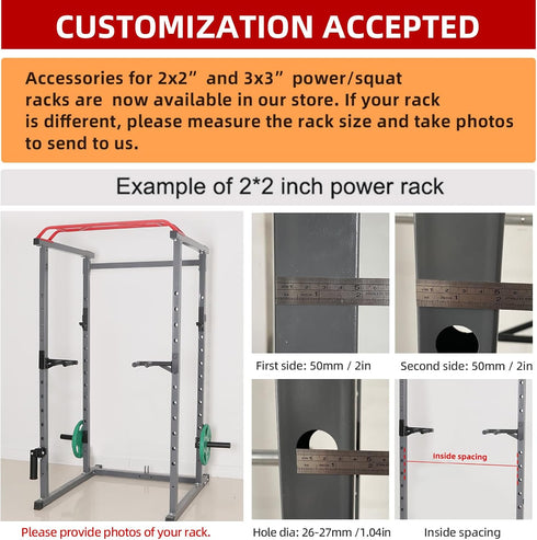 SYL Fitness Olympic Weight Plates Holder, Power Rack Attachment for 2x2 & 3x3 inch Square Tube Storage