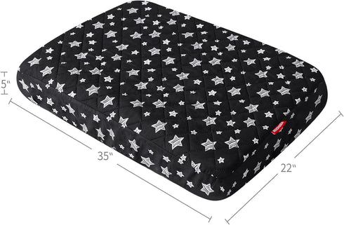 Waterproof Dog Bed Covers, Replacement Washable Pet Hair Cover, Quilted Black Star Print 22x35 Inches