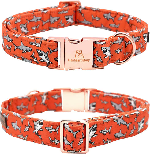 Lionheart Glory Dog Collar, Shark Print, Adjustable for Large Dogs, Girl or Boy Pet Gift
