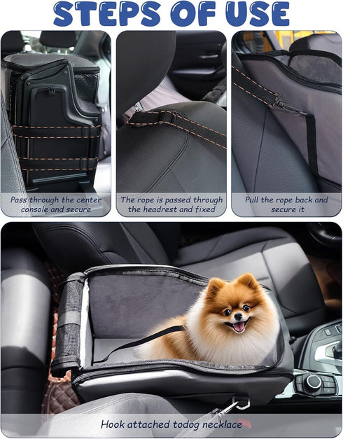 Roetelo Backpack 12 lbs Dog Car Seat for Small Dogs, Portable Center Console Dog Car Seat, Pet Travel with Safe