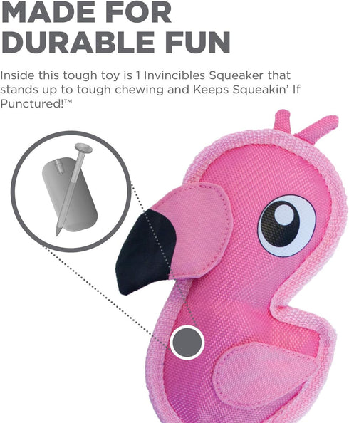 Outward Hound Fire Biterz Flamingo Plush Interactive Dog Toy, Small Firehouse Material