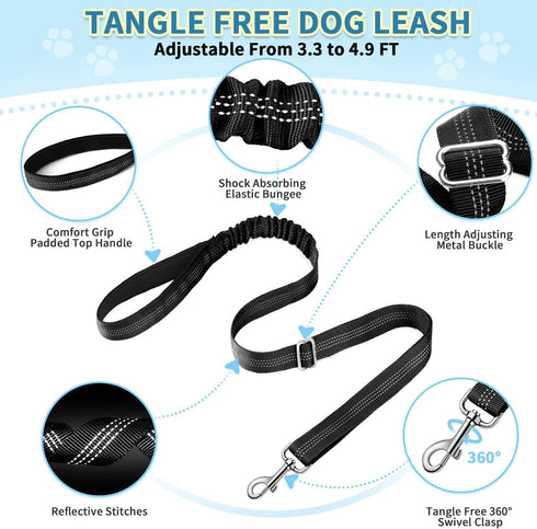 SlowTon No Pull Small Dog Harness and Leash Set, Puppy Soft Vest Harness, Adjustable Reflective Lightweight Harness &