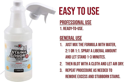 Bio-Enzymatic Stain & Odor Remover, Professional-Grade & Biodegradable, 32 Oz for Pet Urine, Wine, Ink, Fabric Cleaning