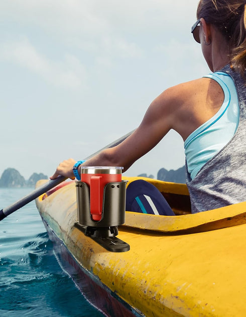 KEMIMOTO Kayak Cup Holder with Track Mount Install, Anti-Slip Clips, Compatible with Yeti or Other 12-32 oz Bottles