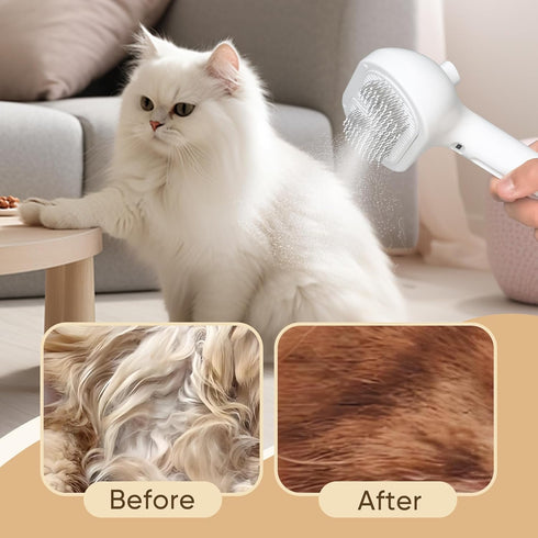 3-in-1 Cat Steam Brush Pet Grooming & Shedding Comb with Gentle Steam Spray, One-Click Hair Release, Steam Pet Brush